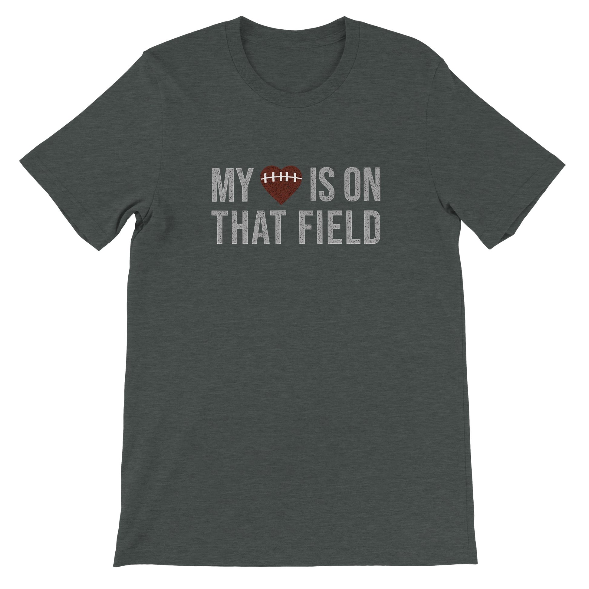 my heart is on that field football t shirt Mom Dad Diva Family Threads