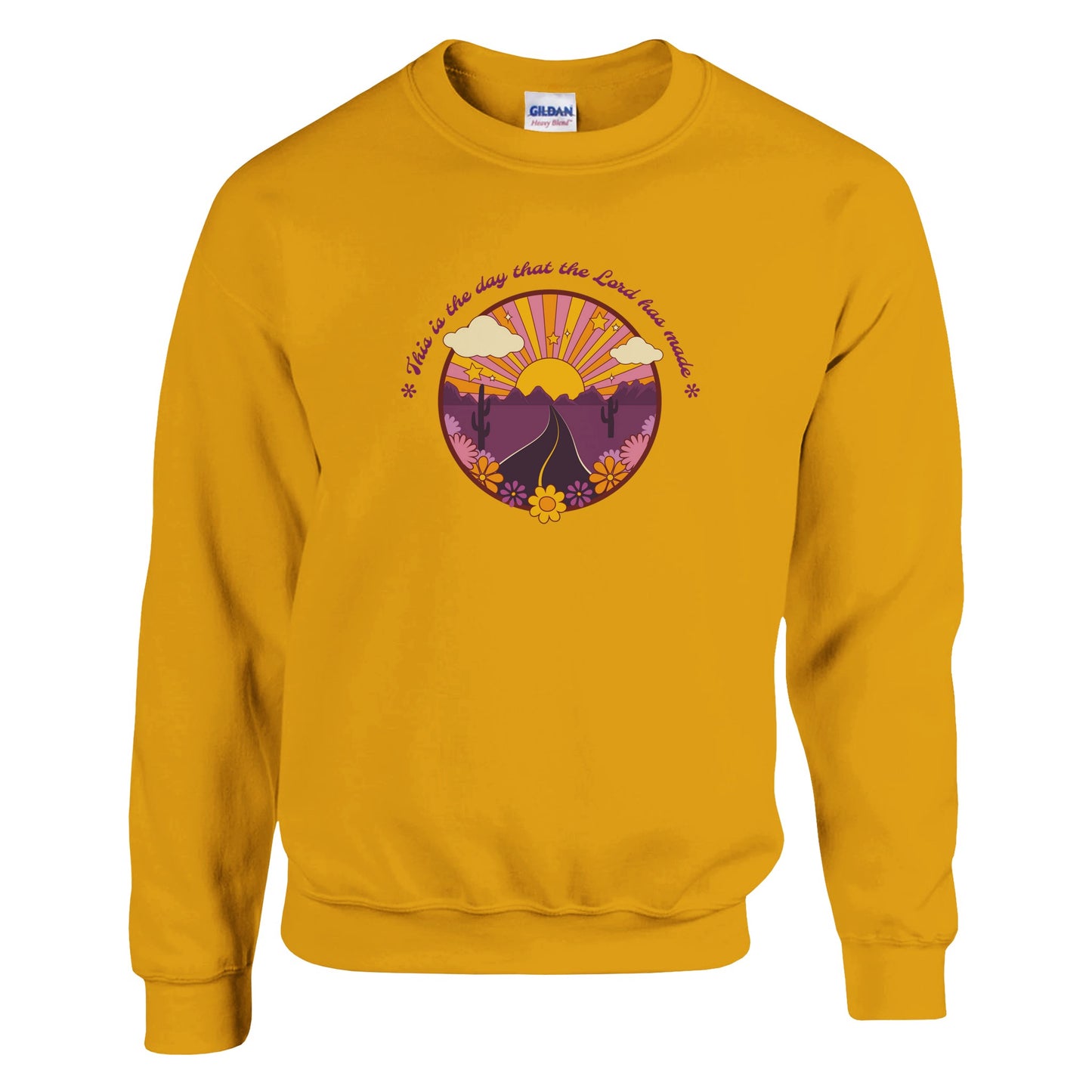 this is the day the lord has made with colorful desert road sunset design classic unisex crewneck sweatshirt gildan® 18000 Mom Dad Diva Family Threads