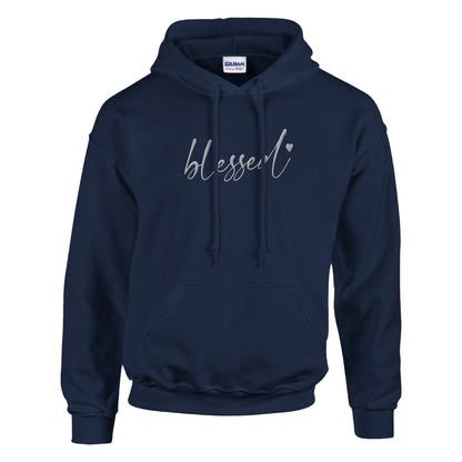 Blessed Embroidered Cozy Hoodie (white stitches) - Diva Family Threads