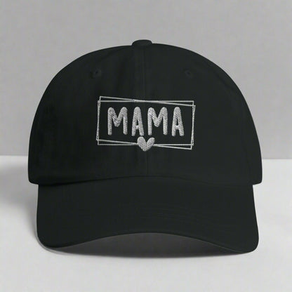 Cotton Twill Dad Cap – MAMA Text with Cute Heart Design - Diva Family Threads