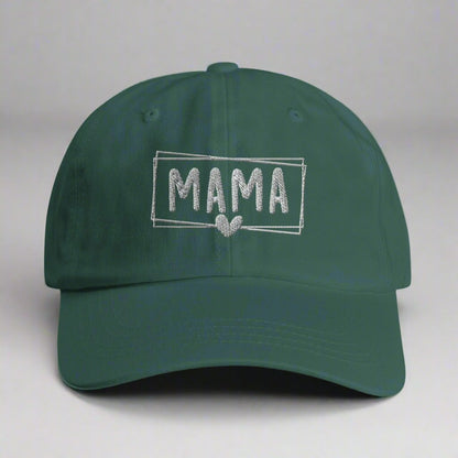 Cotton Twill Dad Cap – MAMA Text with Cute Heart Design - Diva Family Threads