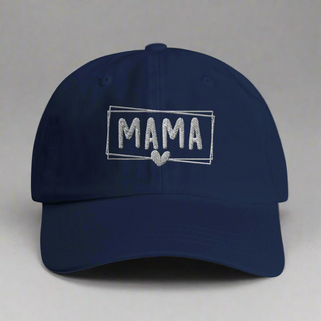 Cotton Twill Dad Cap – MAMA Text with Cute Heart Design - Diva Family Threads