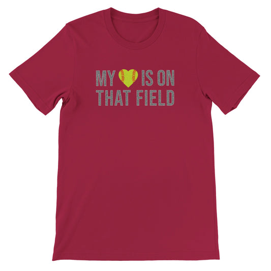 my heart is on that field softball t shirt Mom Dad Diva Family Threads