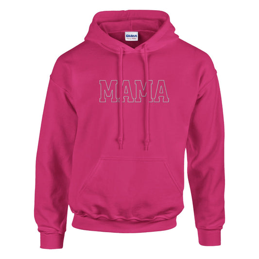 "MAMA" Embroidered Cozy Hoodie (white stitches) - Diva Family Threads