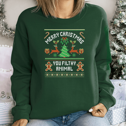 merry christmas you filthy animal ugly christmas sweat shirt Mom Dad Diva Family Threads