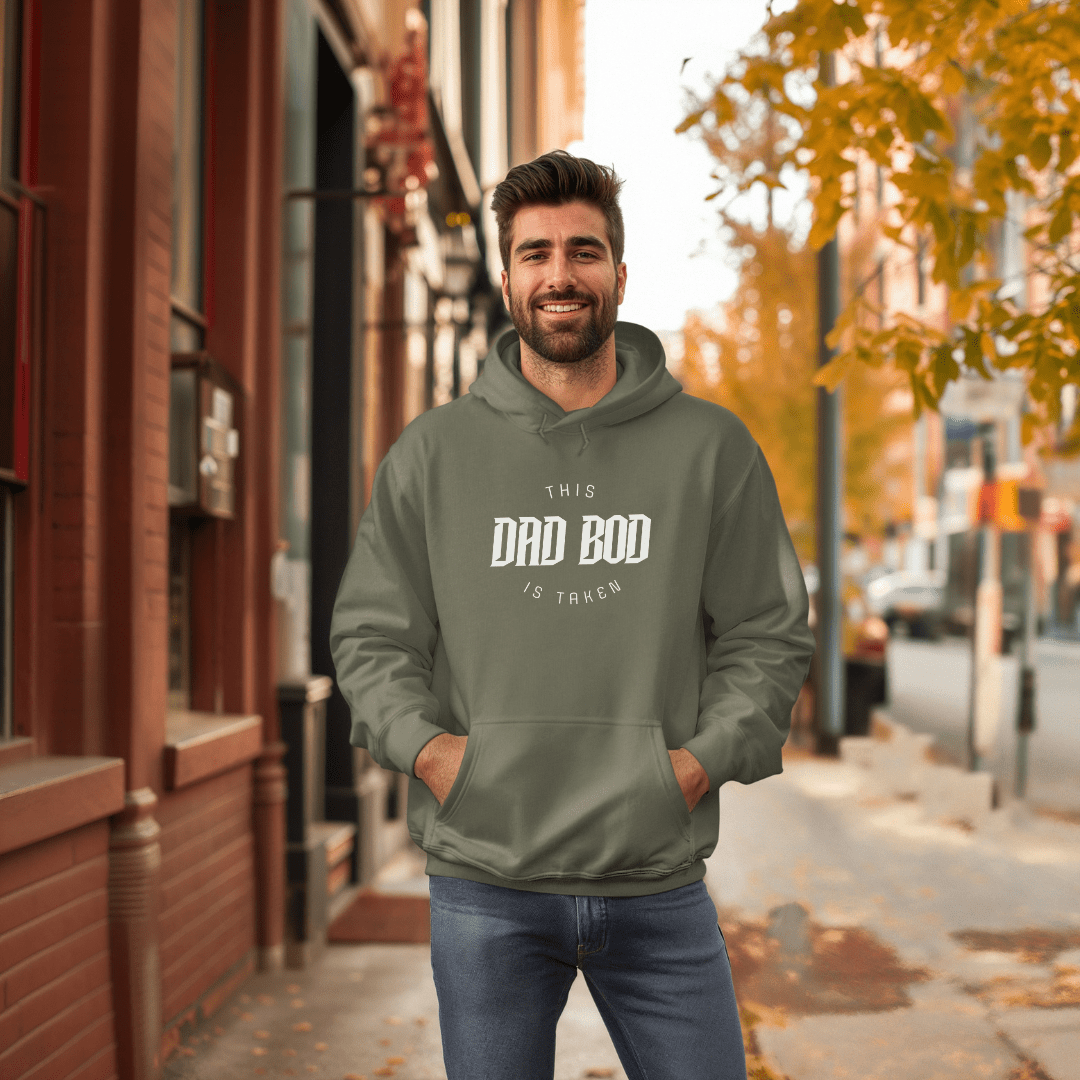 this dad bod is taken classic unisex pullover hoodie gildan® 18500 Mom Dad Diva Family Threads