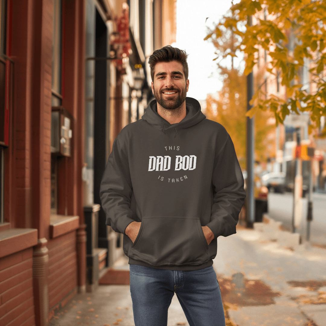 this dad bod is taken classic unisex pullover hoodie gildan® 18500 Mom Dad Diva Family Threads